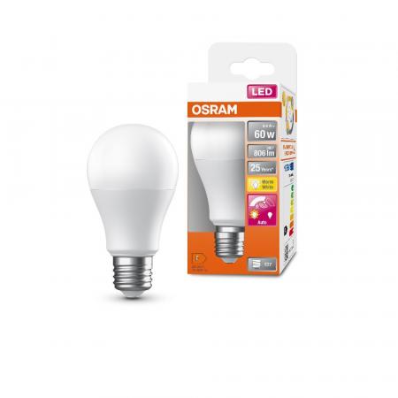 Osram E27 LED Classic A 75 Motion Sensor mit Automatikfunktion Dämmerung & Bewegung 8,8W wie 60W neutralweiß 4000K